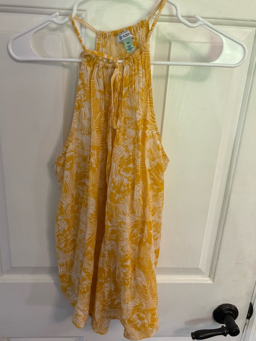 Susina Yellow and White Floral Halter Top